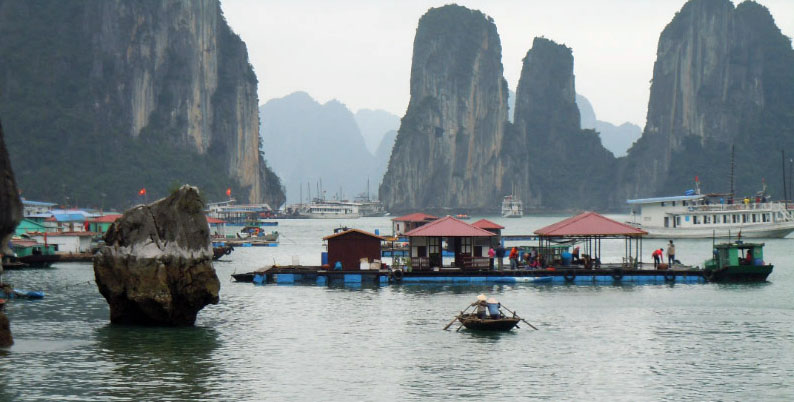 Fishing village in Halong Bay, Vietnam